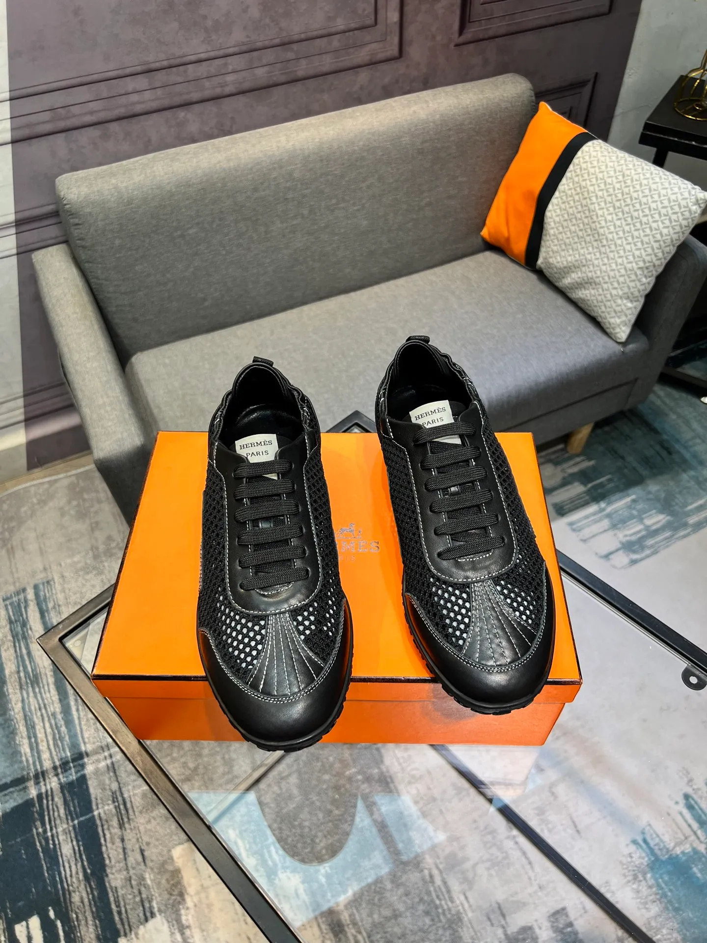 Men's shoes 💰700 [HERMES] Hermès - High-end quality original order 🔍🔍 - Upper: 🔝 cowhide suede splicing design - Inner lining: imported mixed sheepskin - Outsole: TPR foam · Rubber: two-color combined molding outsole - Super high quality control · Fine workmanship: highlighted (high-end, luxury, grade) -Size: 38-44 (45, 46, can be customized)